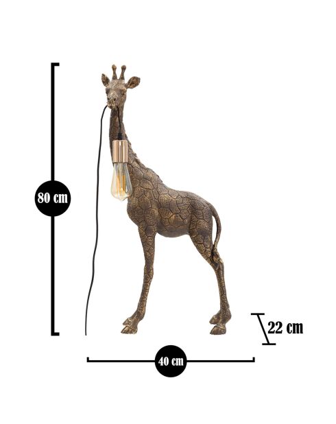 Lampe de table Girafe doré antique - 80x40x22 cm