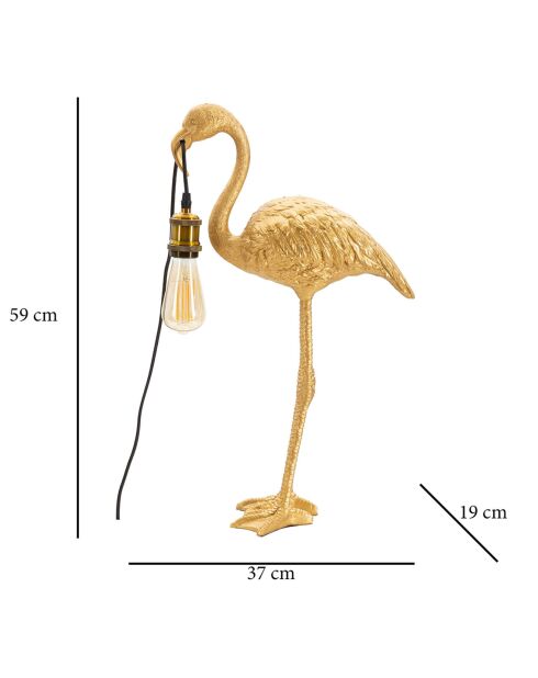 Lampe de table Flamingo dorée - 40x22x65 cm