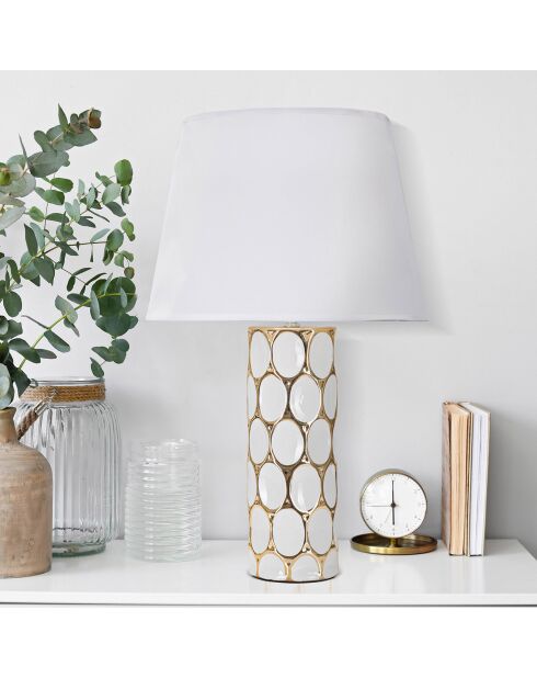 Glam Carv Tischlampe weiß/gold - 56x34,5x34,5 cm