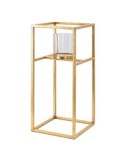 Elegante portavelas dorado - 35x15x15 cm