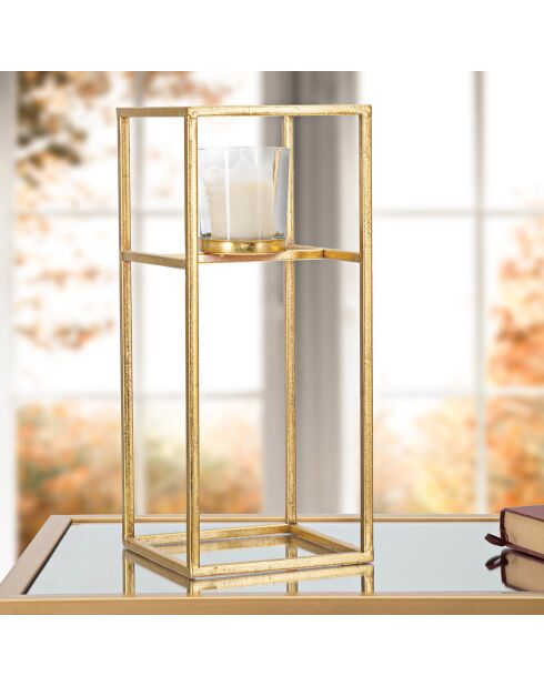 Elegante portavelas dorado - 35x15x15 cm