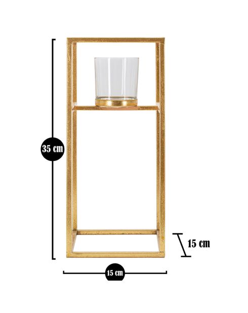 Elegante portavelas dorado - 35x15x15 cm
