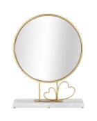 Miroir de table Coeur doré/marbre - 39.5x30x9 cm