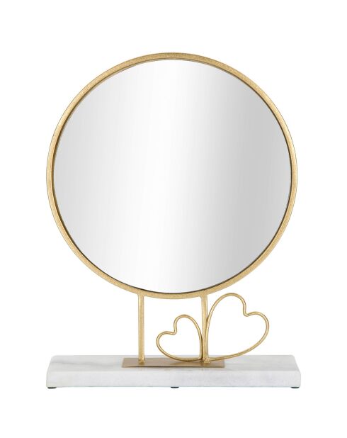 Miroir de table Coeur doré/marbre - 39.5x30x9 cm