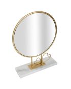 Miroir de table Coeur doré/marbre - 39.5x30x9 cm