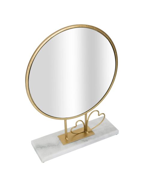 Miroir de table Coeur doré/marbre - 39.5x30x9 cm