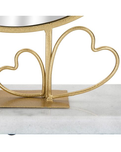 Miroir de table Coeur doré/marbre - 39.5x30x9 cm
