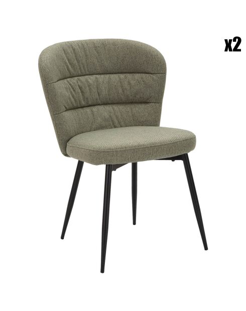2 Chaises Losanna vert/noir - 85x58x60.5 cm
