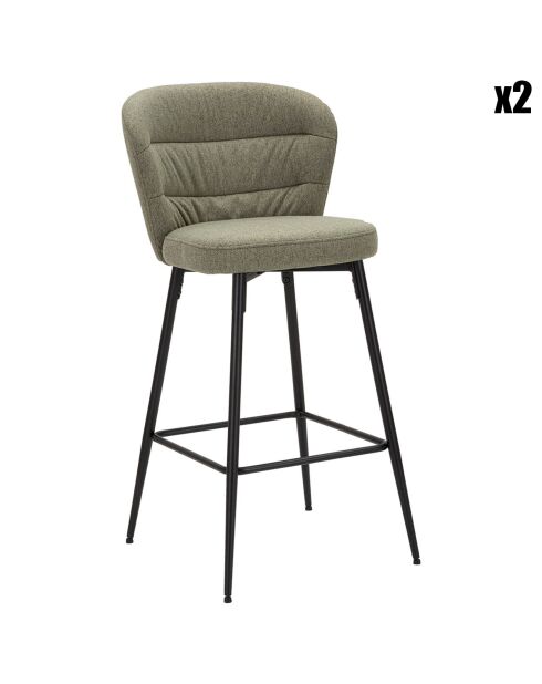 2 Tabourets de bar Losanna vert/noir - 108x52x59 cm