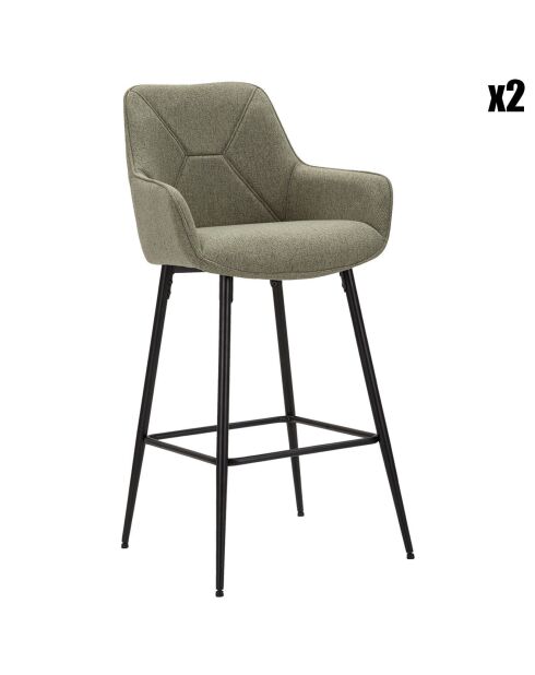 2 Tabourets de bar gris/noir - 109x55x55 cm