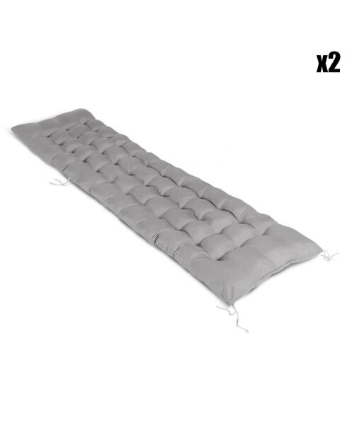 2 Coussins universels pour bain de soleil gris - 180x52x8 cm