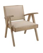 Fauteuil en Mindi tissu texturé Eris beige - 65x65x75 cm