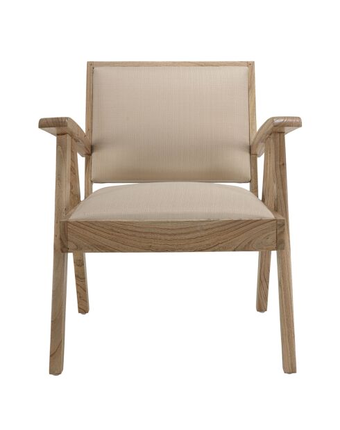 Fauteuil en Mindi tissu texturé Eris beige - 65x65x75 cm