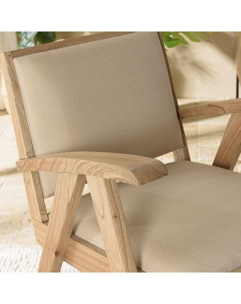 Fauteuil en Mindi tissu texturé Eris beige - 65x65x75 cm