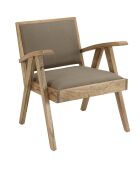 Fauteuil en Mindi tissu chiné Eris kaki - 65x65x75 cm