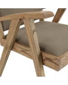 Fauteuil en Mindi tissu chiné Eris kaki - 65x65x75 cm