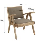 Fauteuil en Mindi tissu chiné Eris kaki - 65x65x75 cm