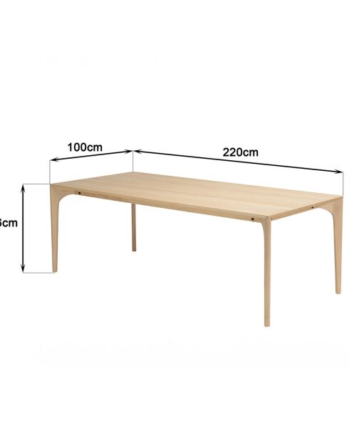 Table à manger Madison chêne - 220x100x76 cm
