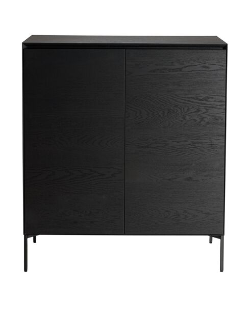 Buffet 2 portes 3 étagères Maxendre noir - 94x45x108 cm