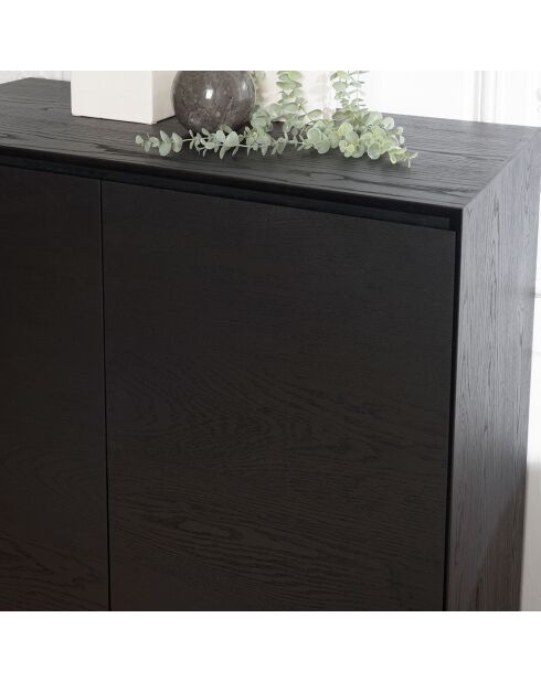 Buffet 2 portes 3 étagères Maxendre noir - 94x45x108 cm