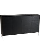 Buffet 4 portes 6 étagères pieds Maxendre noir - 187x45x108 cm