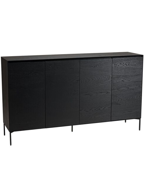 Buffet 4 portes 6 étagères pieds Maxendre noir - 187x45x108 cm