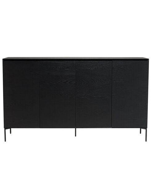 Buffet 4 portes 6 étagères pieds Maxendre noir - 187x45x108 cm