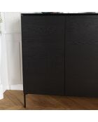 Buffet 4 portes 6 étagères pieds Maxendre noir - 187x45x108 cm