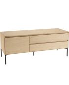 Meuble TV 1 porte 2 tiroirs Maxendre naturel/noir - 130x45x52 cm