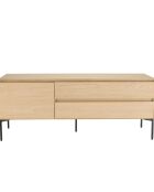 Meuble TV 1 porte 2 tiroirs Maxendre naturel/noir - 130x45x52 cm