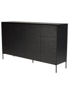 Buffet 4 portes 6 étagères pieds Maxendre noir - 187x45x108 cm