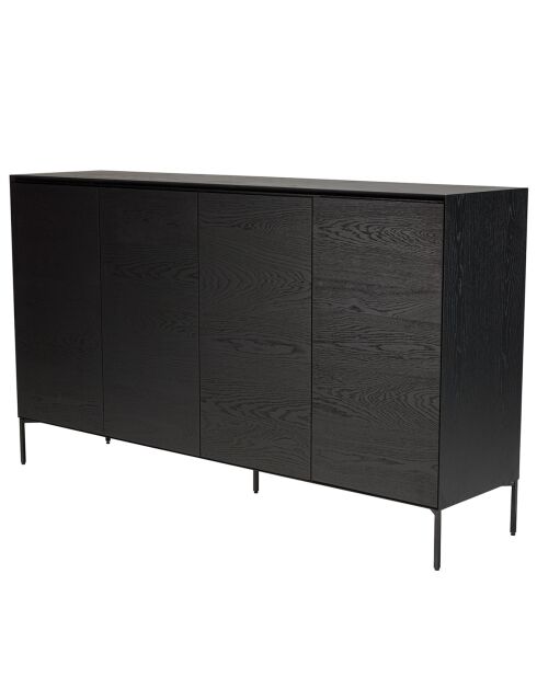 Buffet 4 portes 6 étagères pieds Maxendre noir - 187x45x108 cm