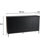 Buffet 4 portes 6 étagères pieds Maxendre noir - 187x45x108 cm