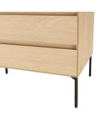 Meuble TV 1 porte 2 tiroirs Maxendre naturel/noir - 130x45x52 cm