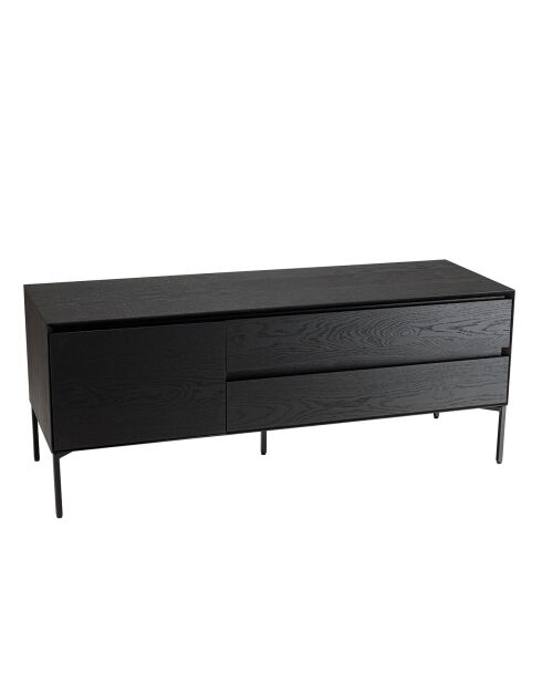 Meuble TV 1 porte 2 tiroirs Maxendre noir - 130x45x52 cm