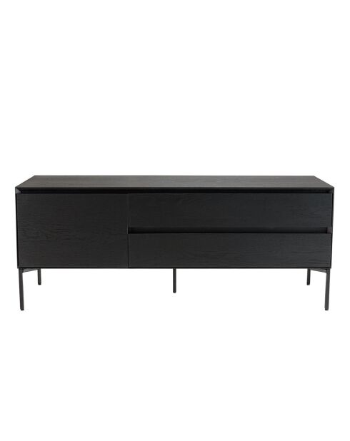 Meuble TV 1 porte 2 tiroirs Maxendre noir - 130x45x52 cm