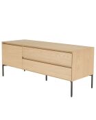 Meuble TV 1 porte 2 tiroirs Maxendre naturel/noir - 130x45x52 cm