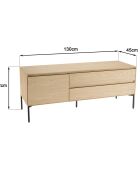 Meuble TV 1 porte 2 tiroirs Maxendre naturel/noir - 130x45x52 cm