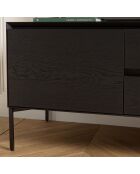 Meuble TV 1 porte 2 tiroirs Maxendre noir - 130x45x52 cm