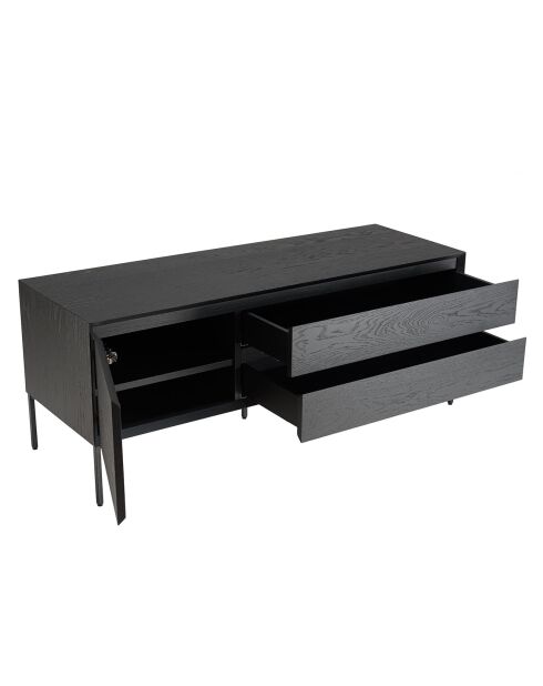 Meuble TV 1 porte 2 tiroirs Maxendre noir - 130x45x52 cm