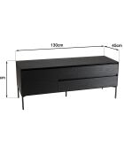 Meuble TV 1 porte 2 tiroirs Maxendre noir - 130x45x52 cm