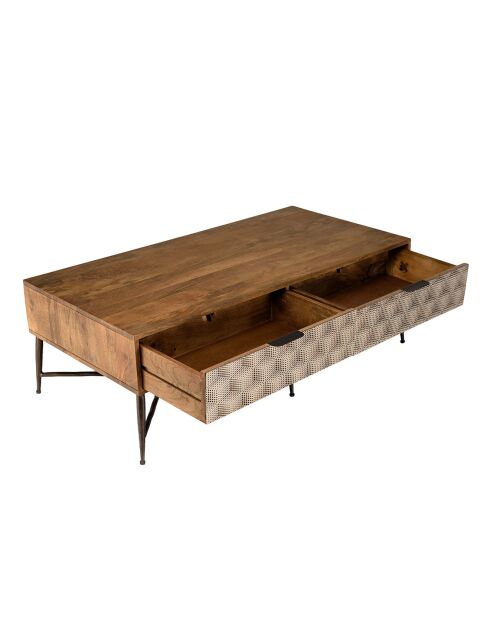 Table basse en bois de manguier 2 tiroirs Alix marron - 128x65x46 cm