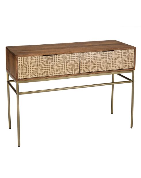 Console en bois de manguier 2 tiroirs Alix marron - 116x34x47 cm