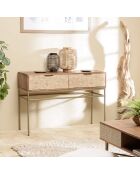 Console en bois de manguier 2 tiroirs Alix marron - 116x34x47 cm