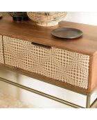 Console en bois de manguier 2 tiroirs Alix marron - 116x34x47 cm