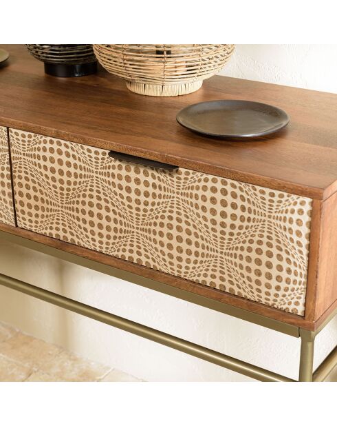 Console en bois de manguier 2 tiroirs Alix marron - 116x34x47 cm