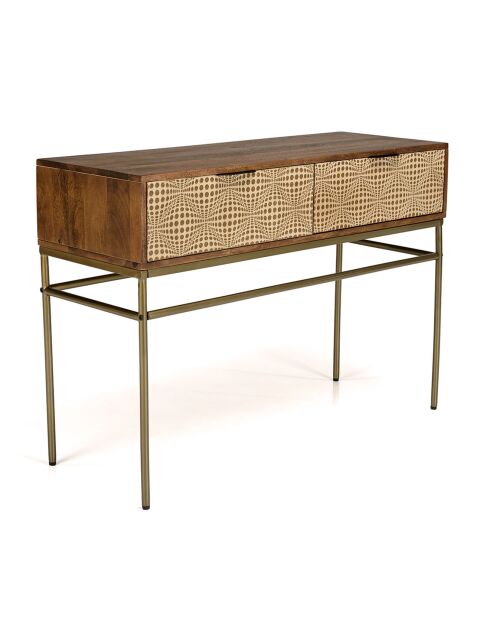 Console en bois de manguier 2 tiroirs Alix marron - 116x34x47 cm