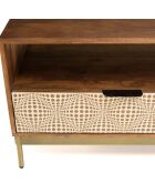 Meuble TV en bois de manguier 2 niches 2 tiroirs Alix marron - 146x46x46 cm