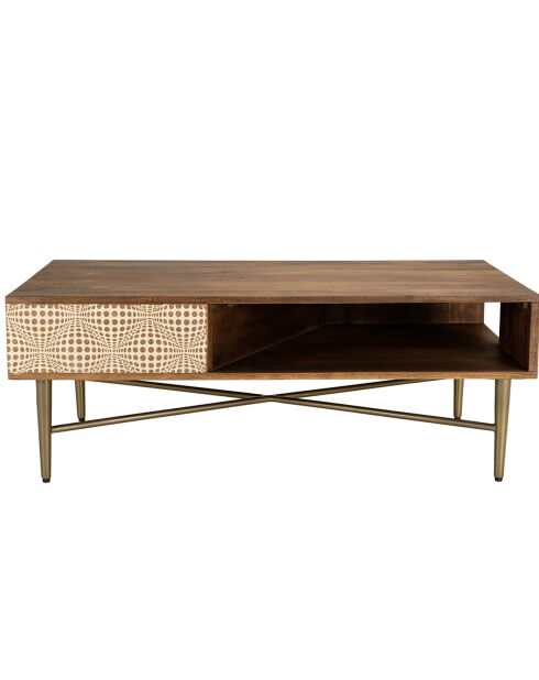 Table basse en bois de manguier 2 niches Alix marron - 116x65x47 cm