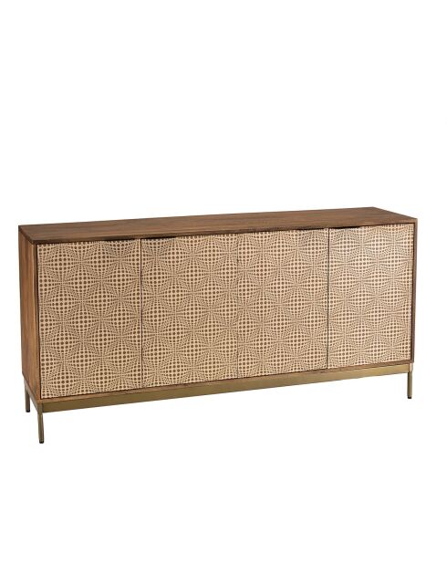 Buffet en bois de manguier 4 portes Alix marron - 165x46x72 cm